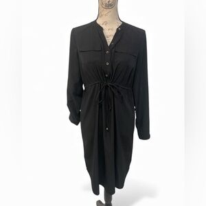 Motherhood Maternity Black Button-Front Drawstring Dress – Size Small